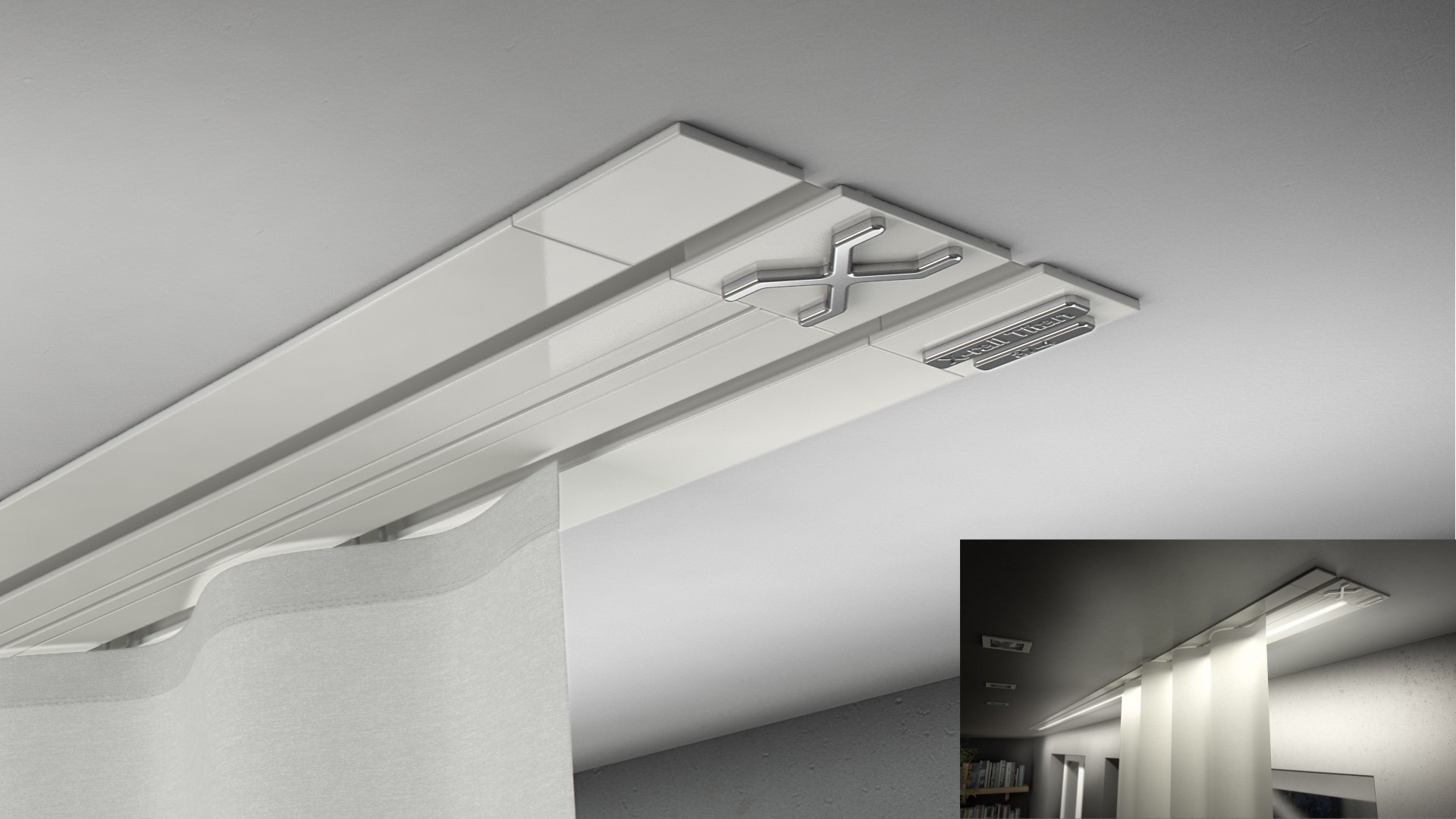Gardinenschiene Unterputz X-rail-TITAN 2lfg weiß Alu